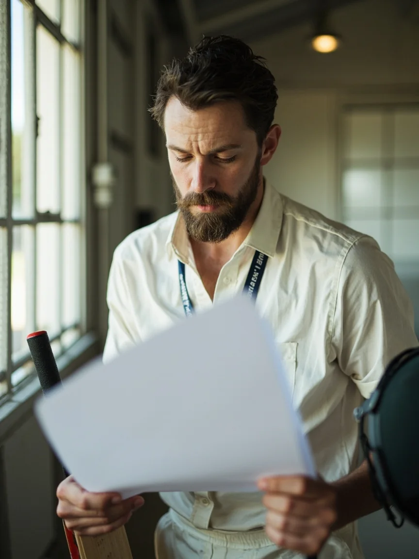 Editorial portrait of a cricket batsman in stance