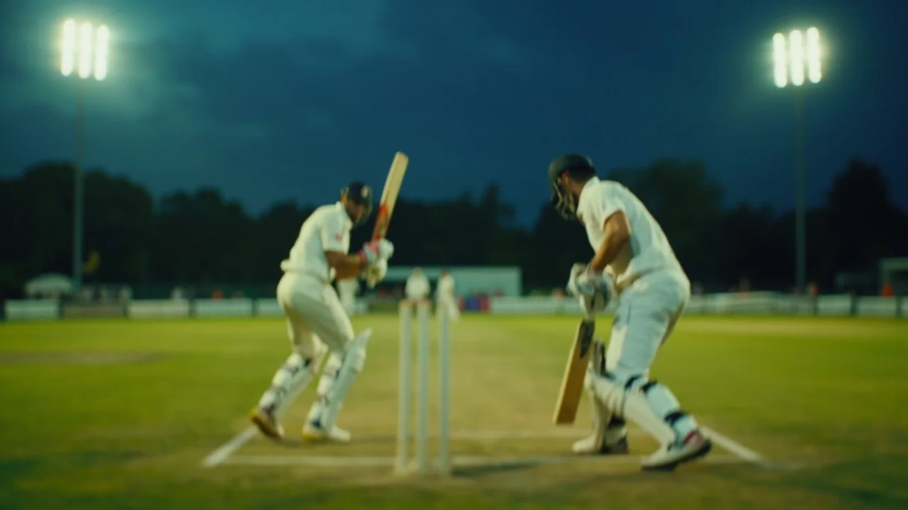 Aerial view of an Indian cricket stadium pitch before play